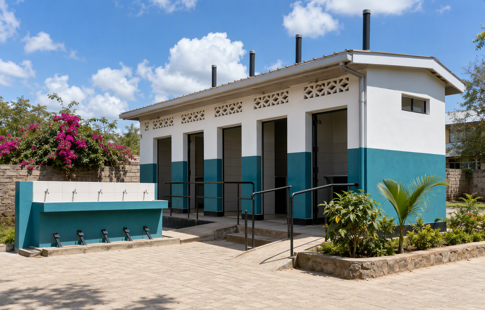 A modern sanitation facility installed at a Kenyan primary school